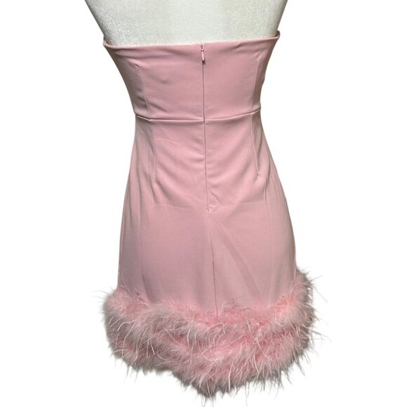 Lulus Fabulous Delight Light Pink Strapless Bustier Feather‎ Mini Dress - Picture 2 of 6